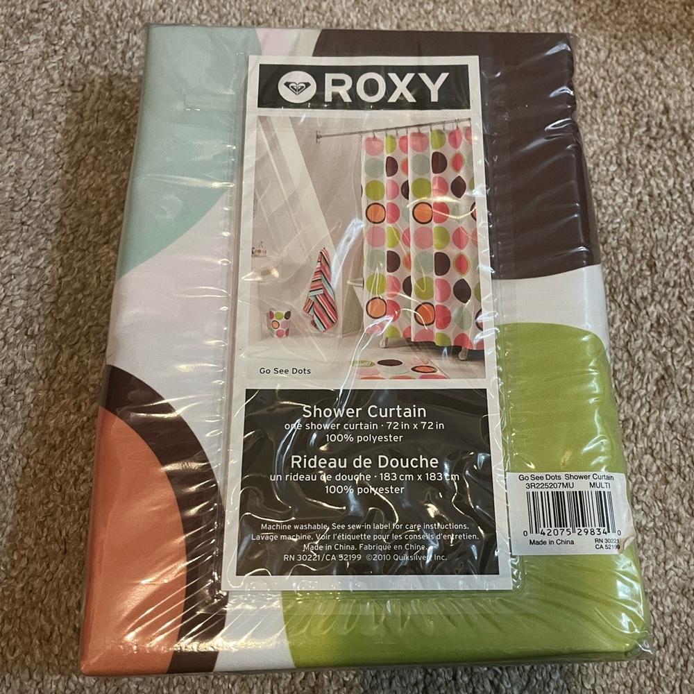 Brand New Roxy Go See Dots Shower Curtain